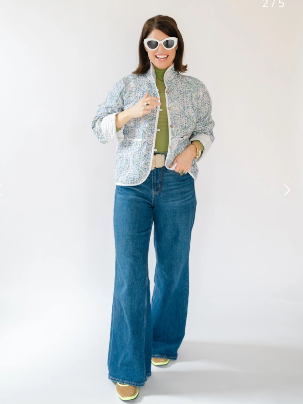 Eleanor James NWT Quilted Birdie Floral-Print Jacket Button Closure XS Small - Picture 2 of 9